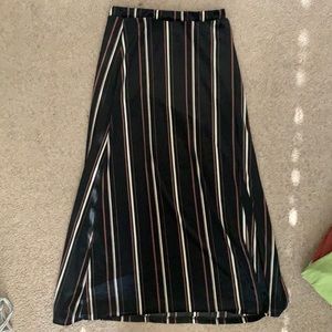 Lush Maxi Striped Slit Skirt